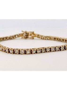 14K Gold Plated Sterling Silver 3.5mm CZ Tennis Bracelet 7" MISI 925 Estate